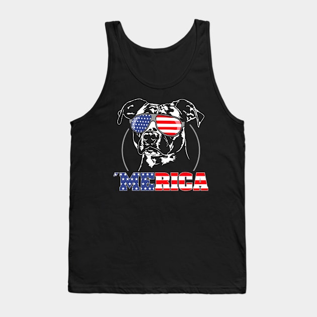 Proud Patriotic Merica Pitbull American Flag sunglasses Tank Top by wilsigns